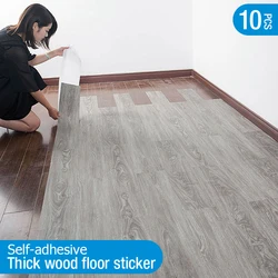 10 pieces PVC 3D Sself-adhesive floor sticker Thicken Wood Grain Floor Wallpaper 3d Wall Sticker Waterproof room wear-resistant