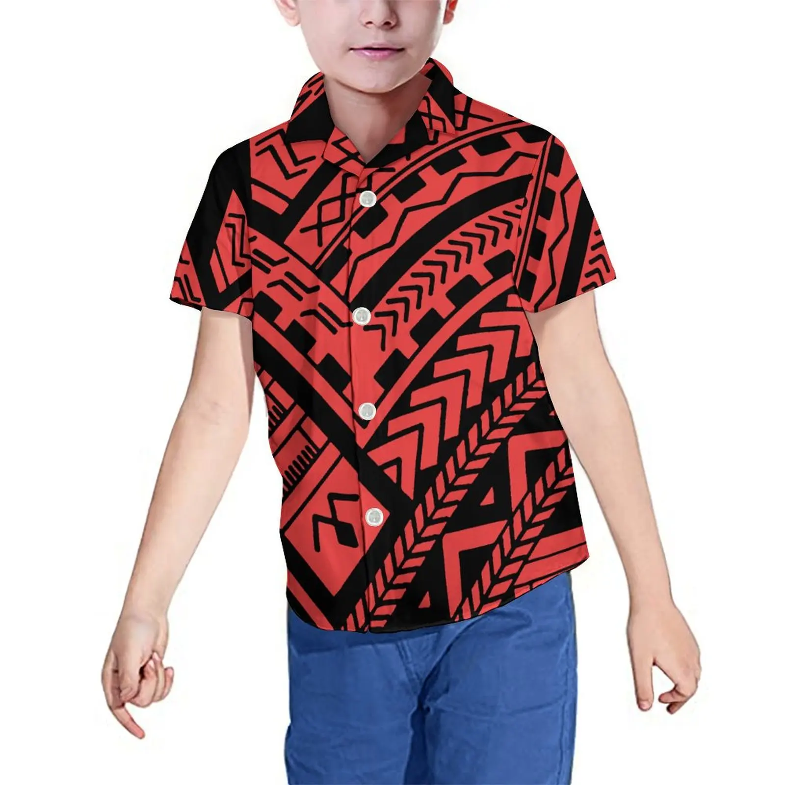 Hawaii Kinder hemd und Kleid passendes Set polynes isch bedrucktes Kleid für Mädchen Fidschi Tops lockeres Freizeit hemd für Jungen