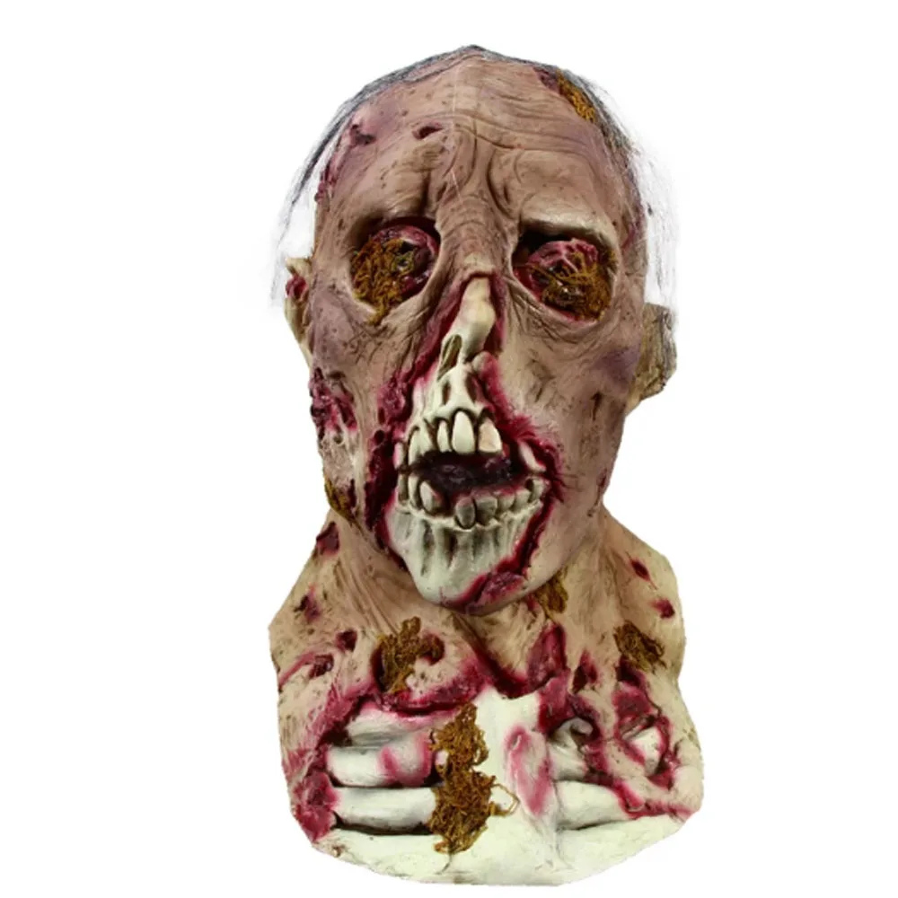 

Walking Dead Zombie Head Mask Movie Cosplay Scary Monster Latex Masks Halloween Party Horror Seaweed Zombie Mask Play Props Role