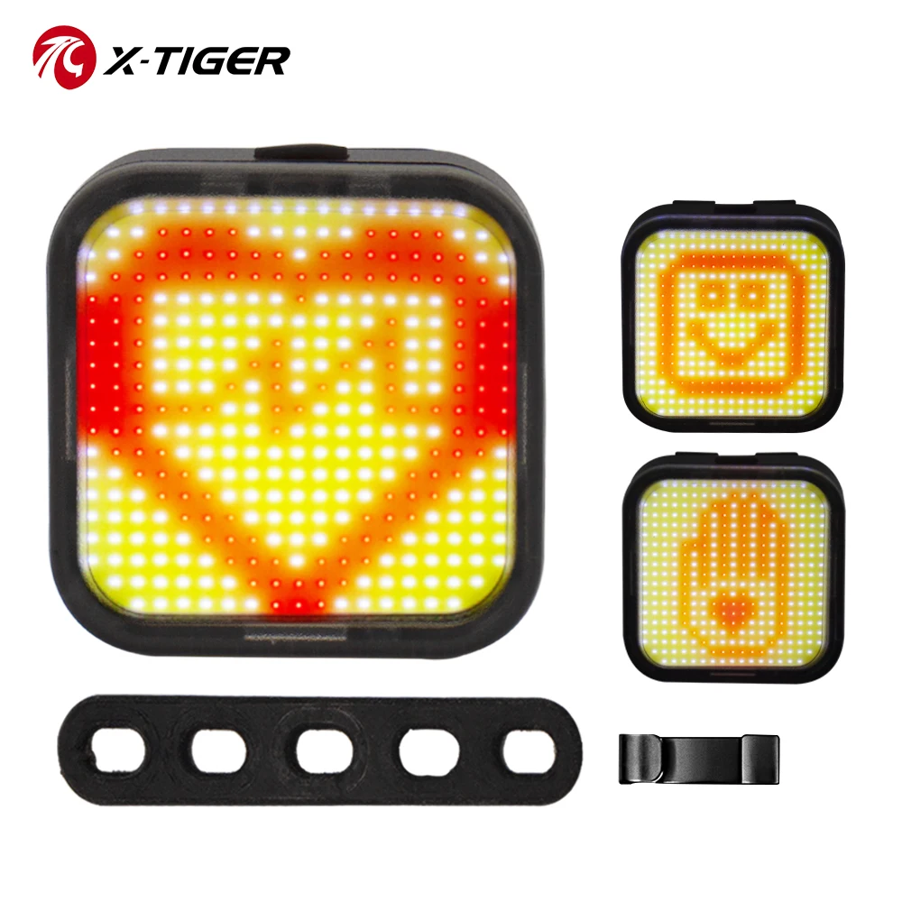 

X-TIGER Bicycle Taillight Palm Smiley Face Love Style Cycling Safety Night Bike Warn Rear Light Multifunctional 9 Lighting Modes