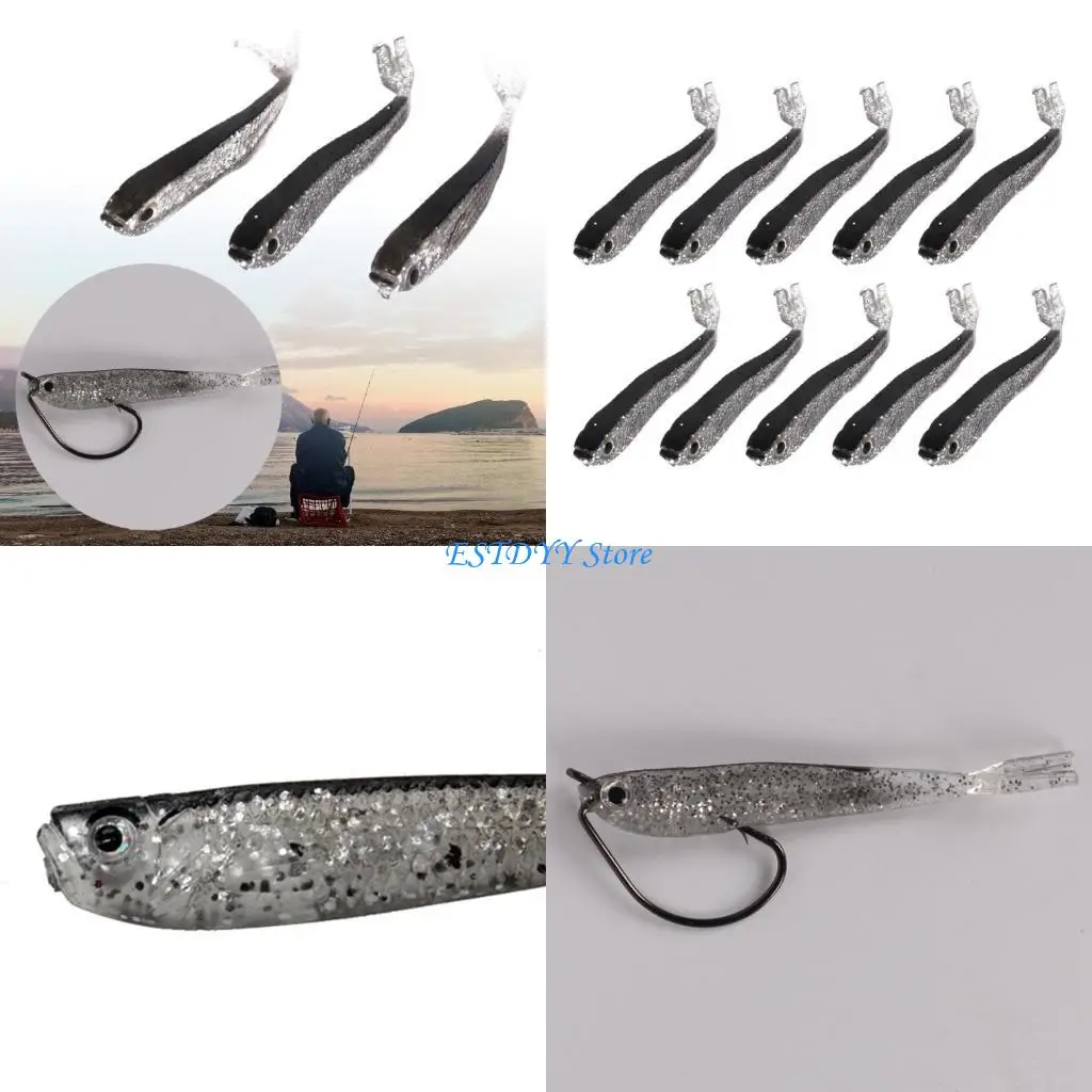 

G6DE 10PCS Fishing Baits Soft Rubber Fork Tail Artificial Fishing Baits