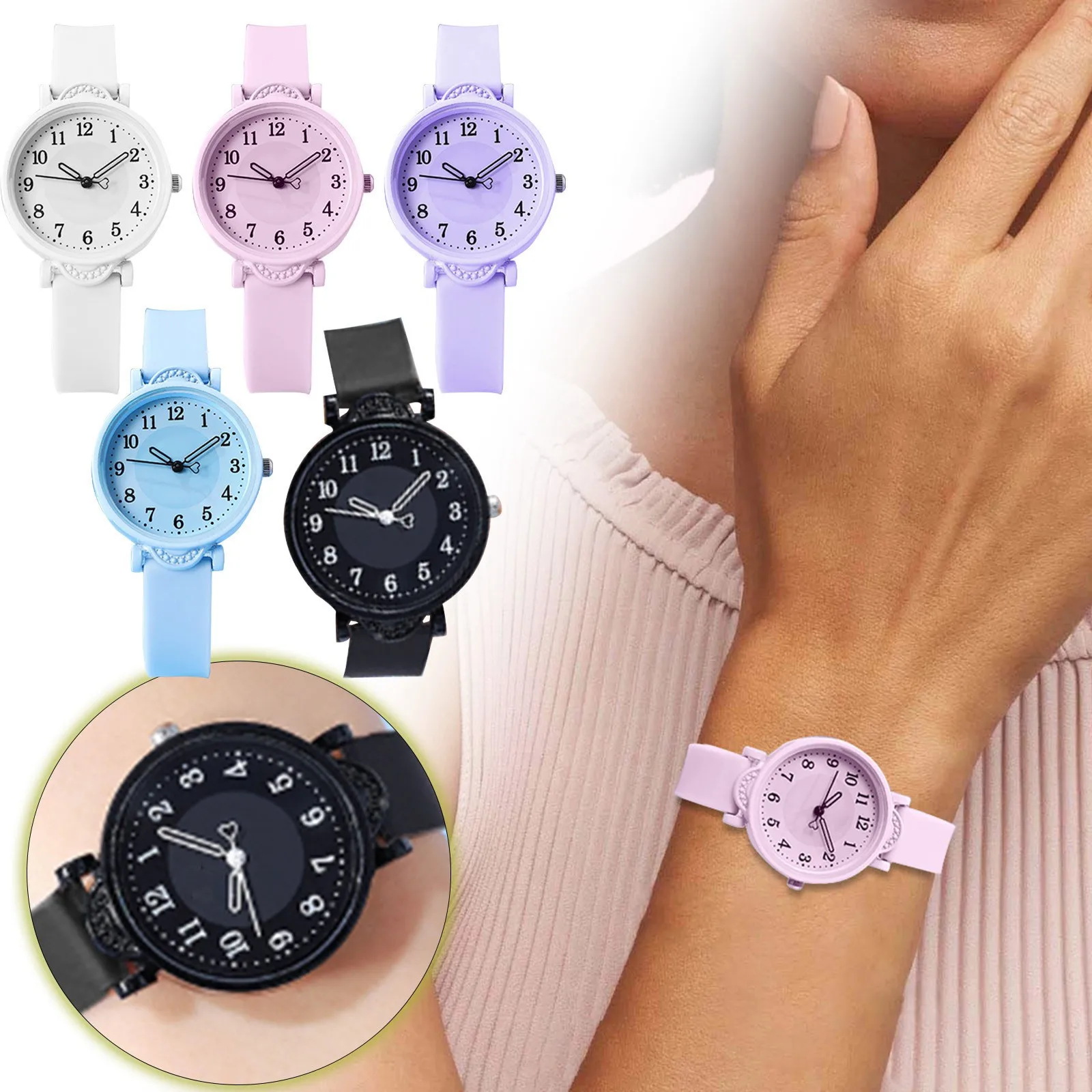 Easy To Read Dial  Precise Second Hand Timing Silicone Strap Suitable For Both Young People And Students Of Both Genders