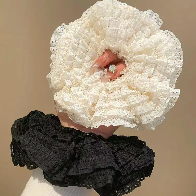 أنيقة الفرنسية الدانتيل واسعة Scrunchie رباط شعر للنساء الفتيات الشعر ربط الفرقة رئيس حبل الحلو حلية شعر موضة إكسسوارات الشعر
