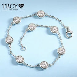 TBCYD 4mm D Color VVS1 Real Moissanite Chain Bracelets 2.4CT Moissanite GRA S925 Silver Wedding Party Hand Jewelry For Women