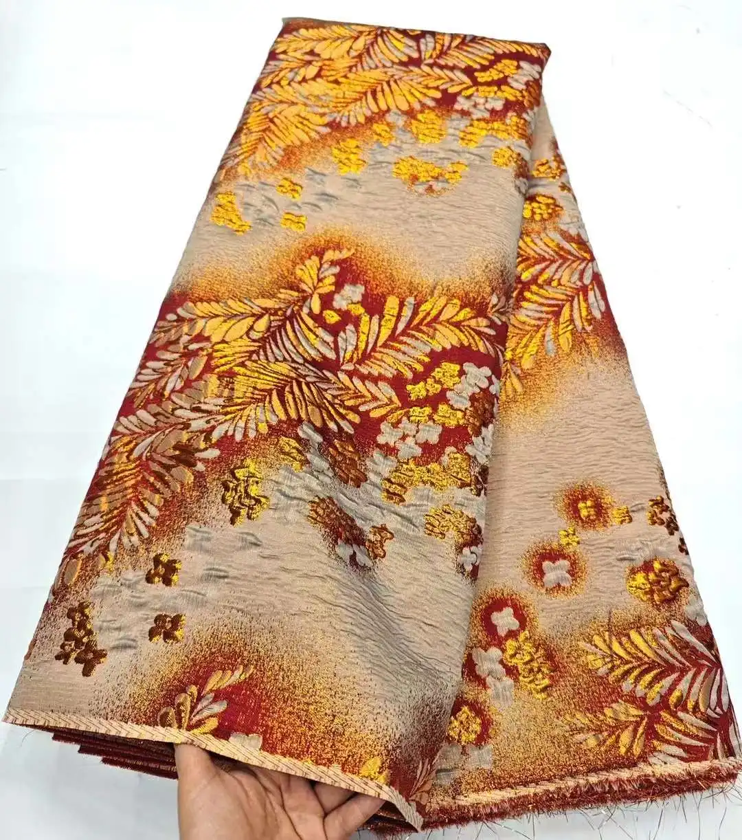 Imagem -06 - Tecido Jacquard de Brocado Africano Material de Vestido de Renda Floral Damasco Nigeriano Flor Francesa Tissu Quintais Alta Qualidade Mais Recente 2024