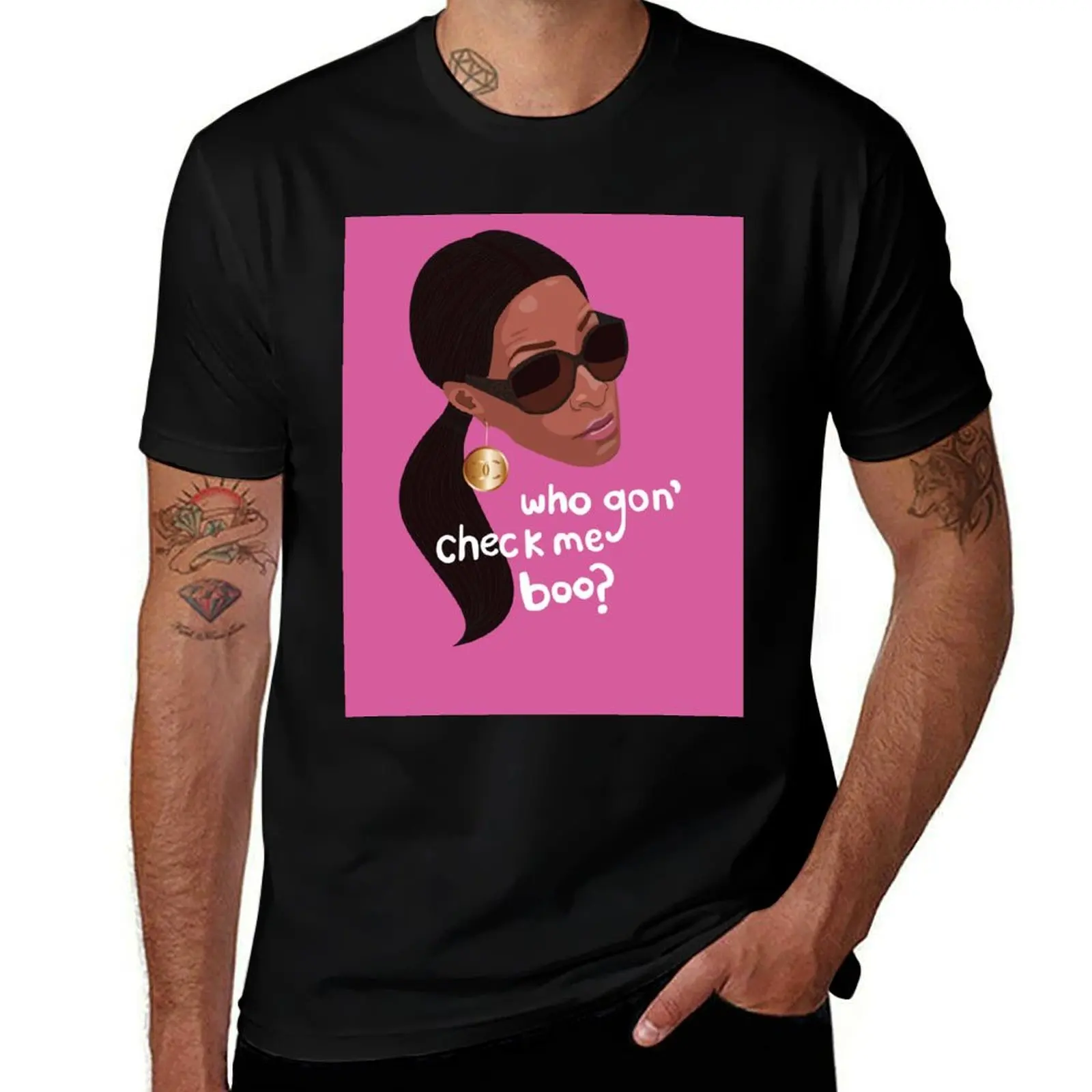 

Sheree - RHOA - Real Housewives Atlanta - Who Gon Check Me Boo T-Shirt Casual Fashion Print Tee Top
