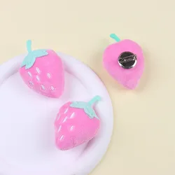 2pcs/set 2023 Fall Winter Cute Pink Strawberry Flowers Brooches Pins Handmade Cotton DIY Sweater Bags Fashion Accessories