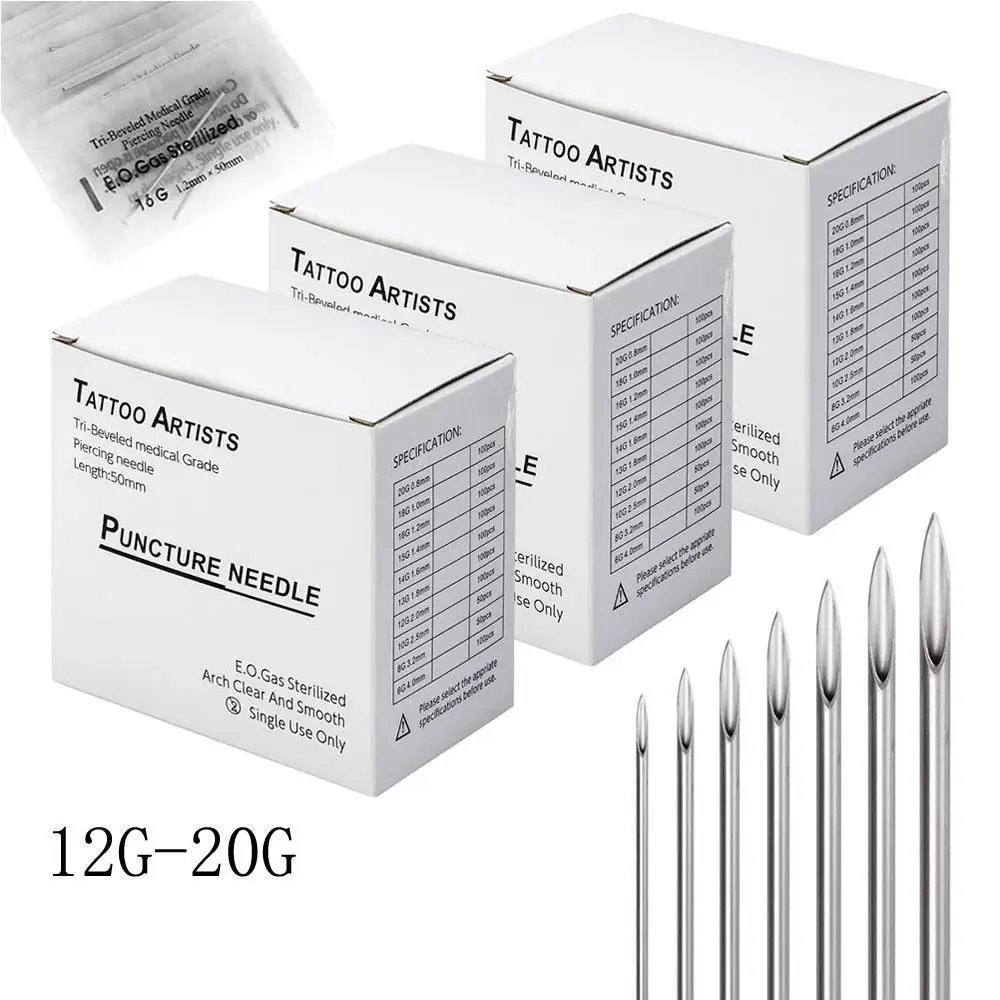 5-100PCS Body Piercing Needle Surgical Steel Sterile Disposable Ear Nose Navel Nipple Lip Piercing Tool Tattoo Piercing Needles