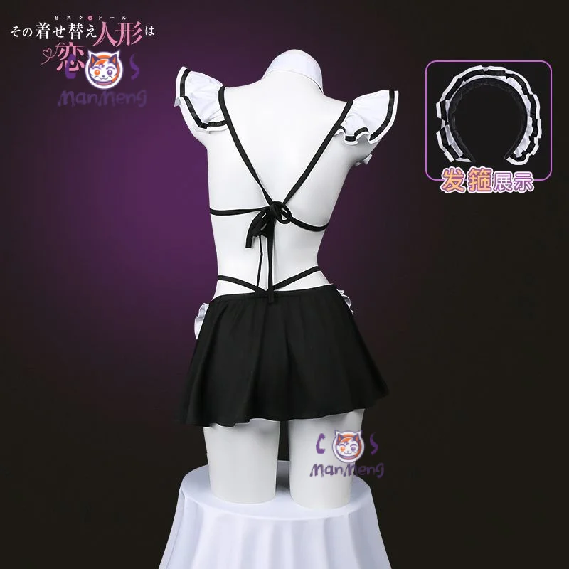 

Китагава Марин Cos Name My Dress-Up Darling Косплей Костюм Хэллоуин Милое женское платье горничной Парик Реквизит Носки Комплект Пляжный купальник