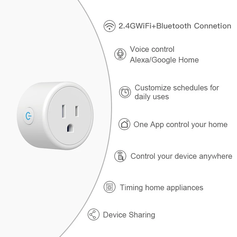 EWeLink Wifi+Bluetooth Smart Plug USA Socket Wireless Switch Smart Home Appliance Scene Linkage Google Home Voice Assitant