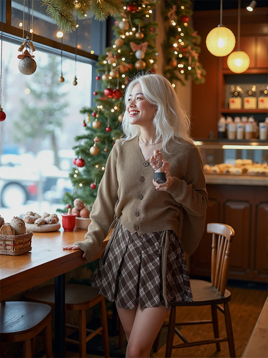 Plaid Empire Preppy Style Skirts For Woman Women Clothes Spring Lace Flare Party Romantic Teenage Delicate Exquisite Sweet Girls