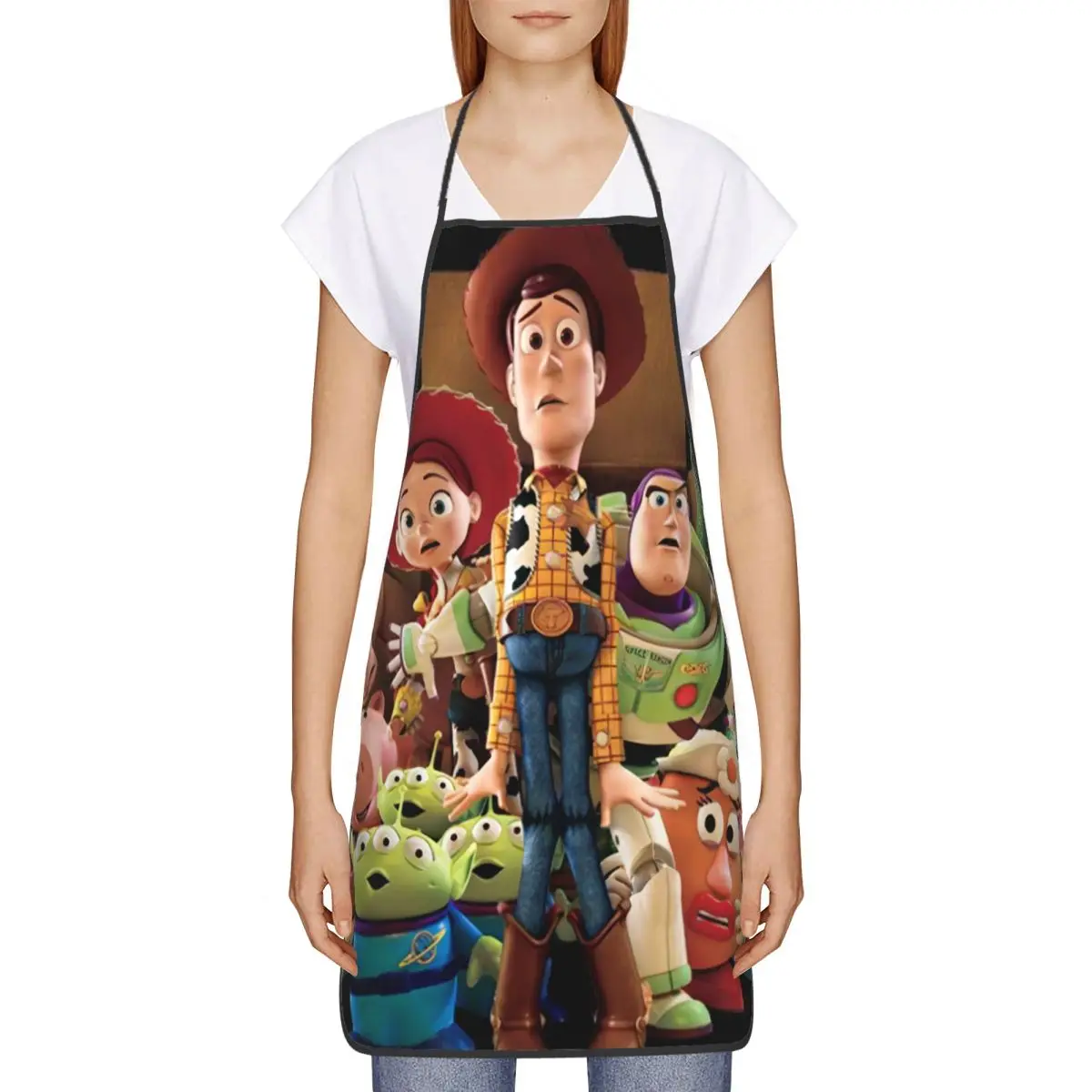 Custom Animated Toy Story Apron Women Men Unisex Bib Cartoon Kitchen Cooking Tablier Cuisine Chef Baking