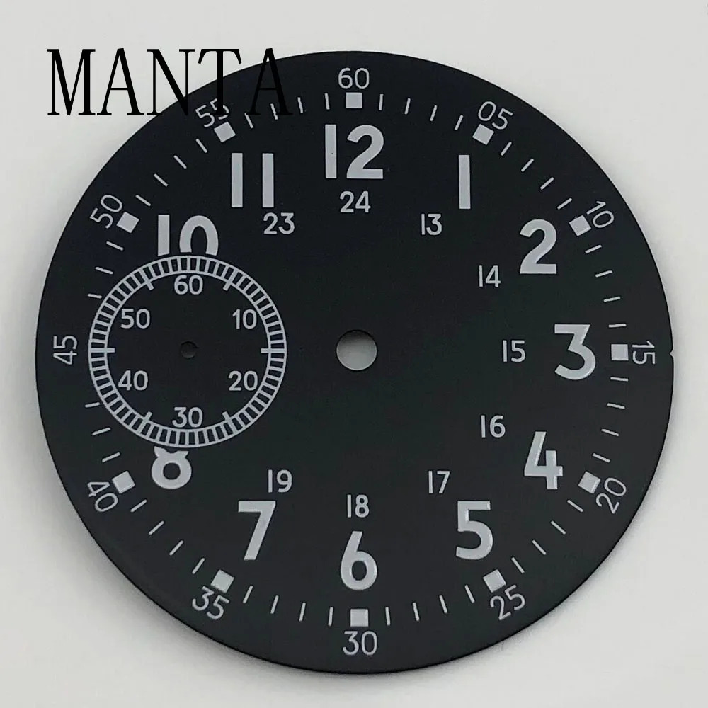 MANTA 38.9mm Sterile Black Gray Dial Green Luminous Fit ETA6497 Seagull ST3600 Movement Watch Parts