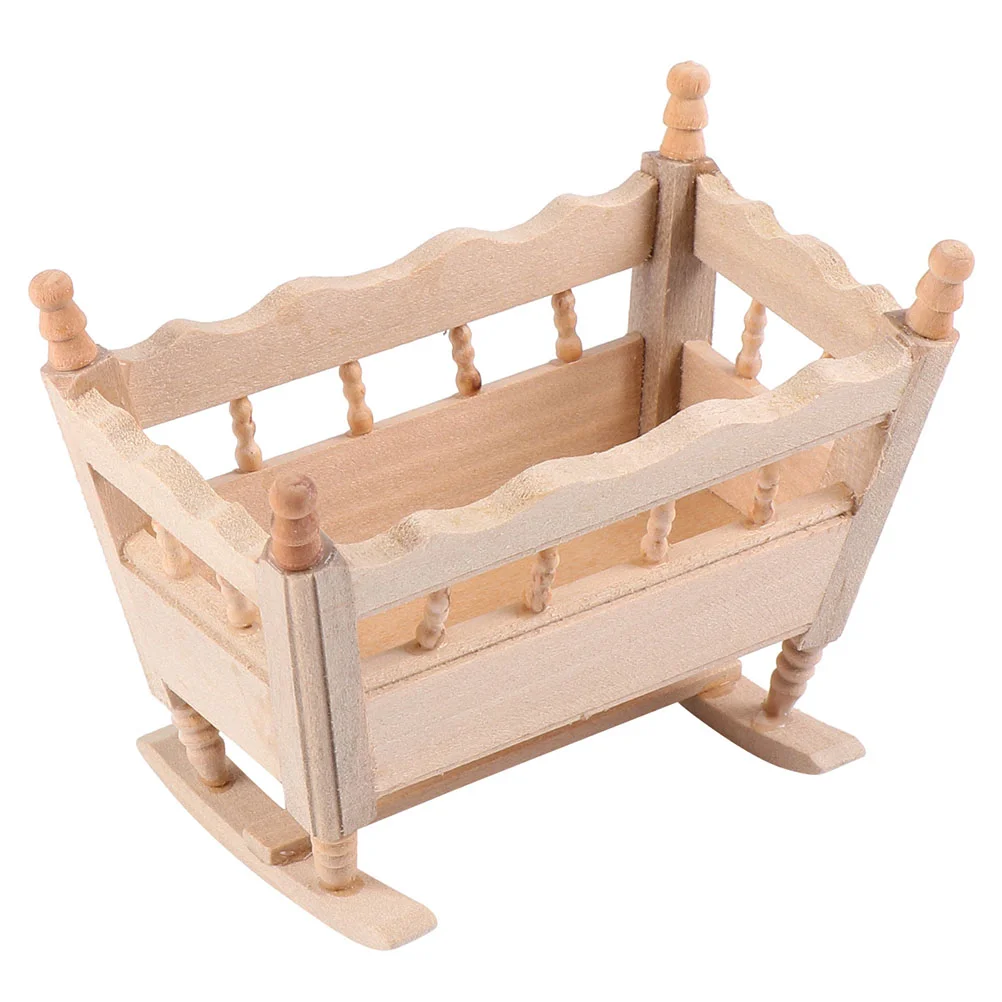 Rocking Cradle Home Decoration Bed Model Bassinet Mini House Accessory Furniture