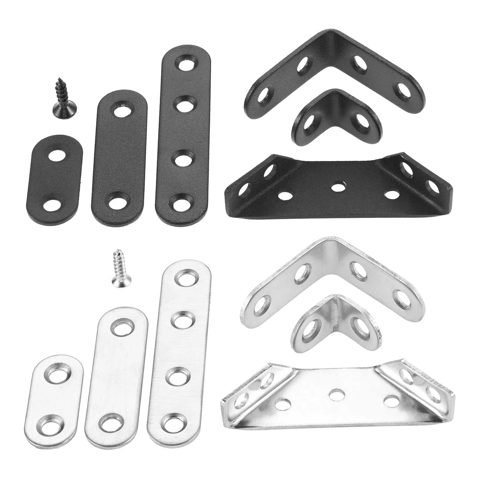 

350Pcs Stainless Steel Furniture Corner Connectors L Bracket Corner Brace Flat Plate Straight Bracket Triangular Support Bracket