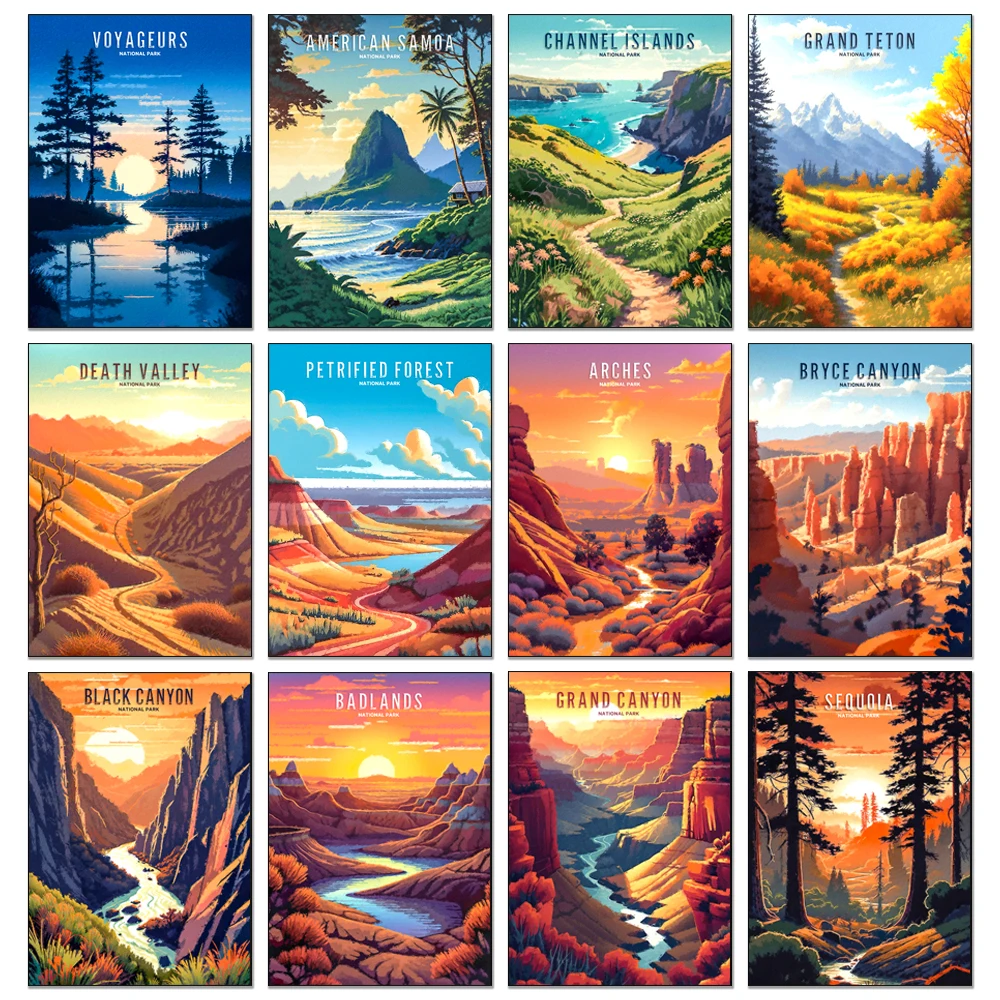 5D Diamond Painting Forest Landscape National Park Series Picture DIY Diamond Mosaic Craft Set Home Wall Decor Adult Beginner