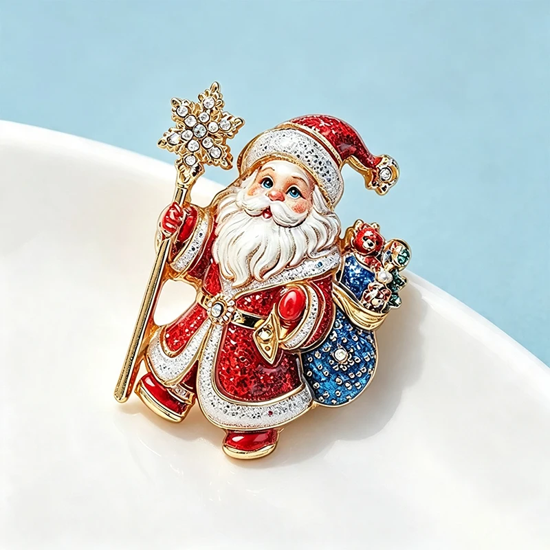 Wuli&baby Schöne Weihnachtsmann-Broschen für Damen und Herren, als Geschenk für Weihnachten, Vatertag, Partys, Broschen-Pins, Neujahrsgeschenke – Detail 4