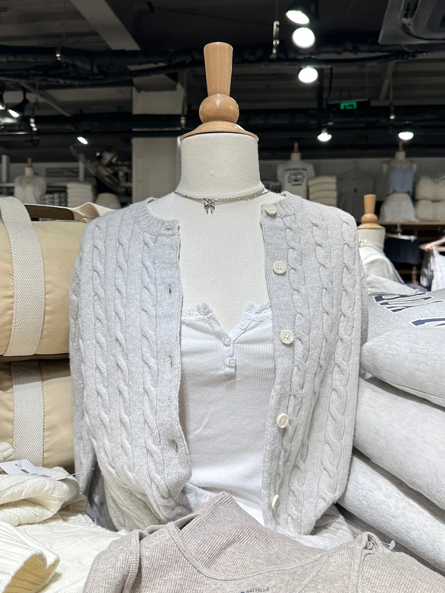 

Светло-серый кардиган с цветочным принтом, свитер с круглым вырезом, однобортный трикотаж с длинными рукавами, винтажный женский джемпер в консервативном стиле, новинка