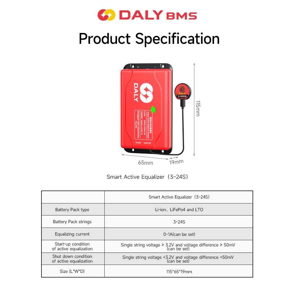 DALY Software Active 1A Balancer with Bluetooth UART 1A 4S 8S Equalizer Suitable for LI-ION Lifepo4 LTO Battery Pack image 4
