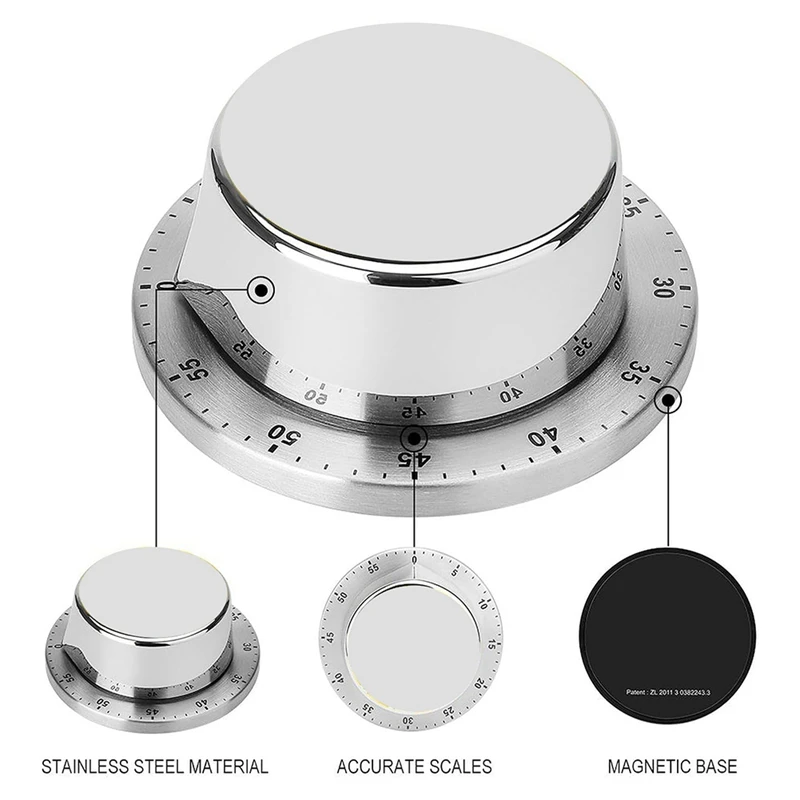 ABRW-Giallo Timer da cucina per frutta, timer per uova, timer da cucina, timer, acciaio inossidabile magnetico, perfetto per cucinare, studiare, ecc.