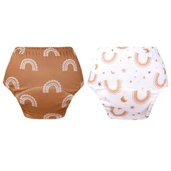 HappyFlute 2PCS Set 3Size Polyester Waterproof Trainning Pants Skin Friendly Children's Breathable Washable Baby Diaper Pants