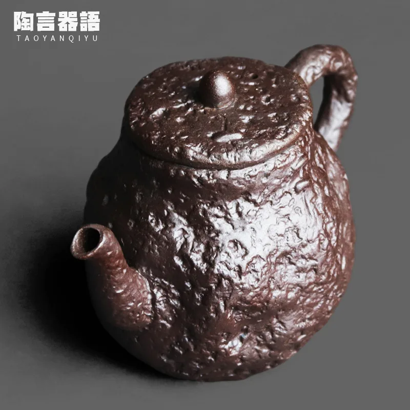 Rock Mine Clay Stone Pattern Saw Nail Handheld Teapot Handmade Retro Stoneware Personality Kung Fu Tea Ceremony Tea Making Devic