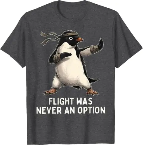 Fliegen war nie eine Option Pinguin Taekwondo Kampfsport T-Shirt Y2k Jiu Jitsu, Kung Fu Grafik-Bekleidung Humor Weiches Baumwoll-T-Shirt – Detail 14