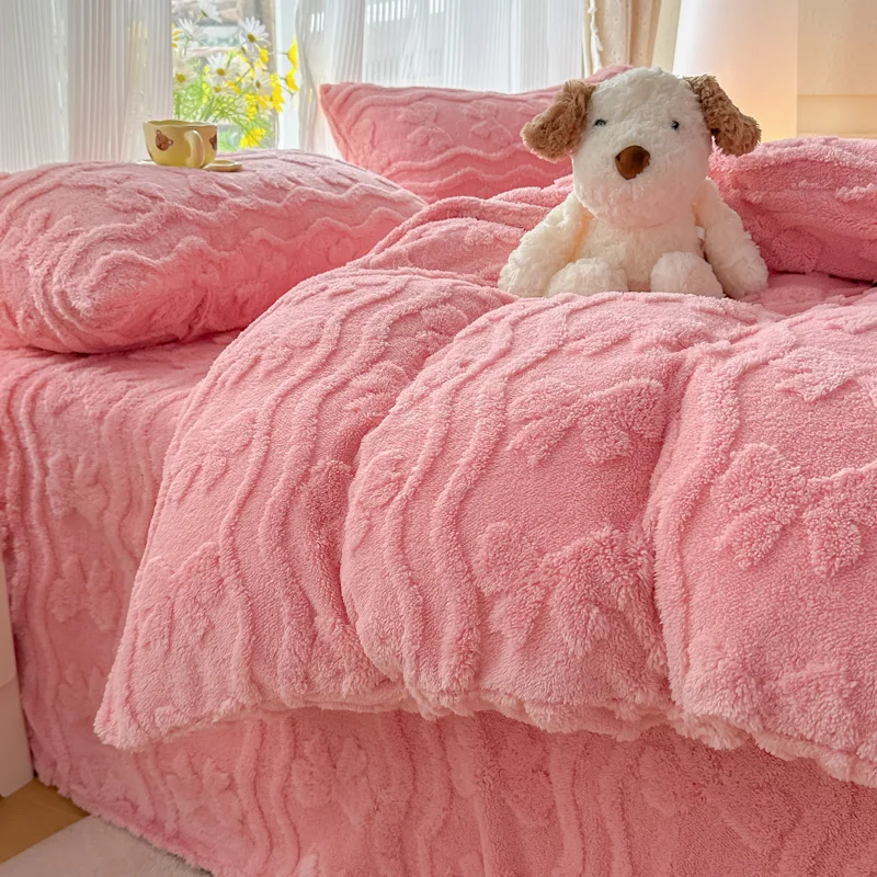 غطاء لحاف مخملي من التافي الجديد لعام 2025 غطاء لحاف مخملي للحليب سميك ودافئ لفصل الخريف والشتاء فراش وردي صديق للبشرة #3