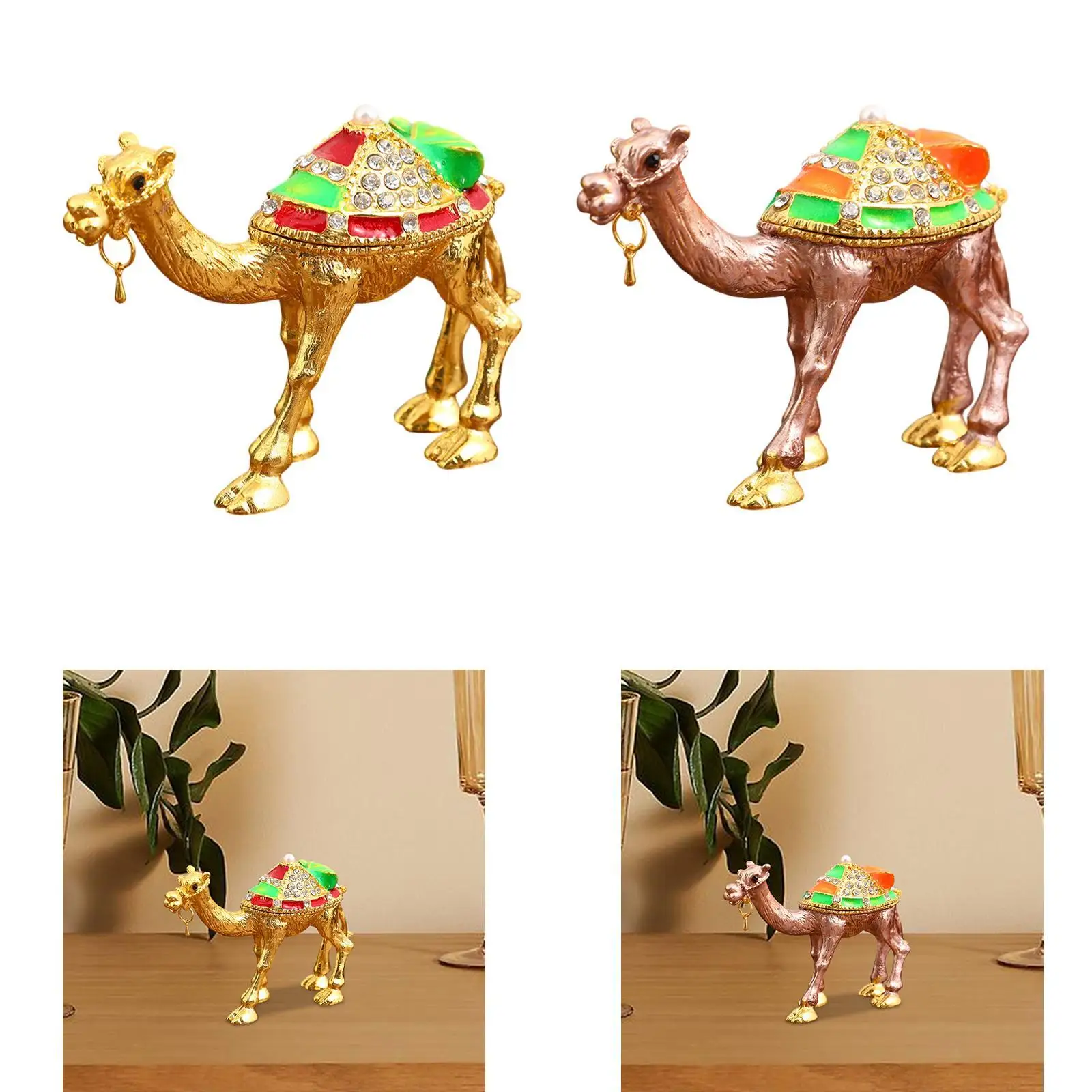 Camel Figurine Jewelry Box Trinket Box with Rhinestones Ornament Treasure Box Jewelry Organizer for Table Centerpiece Decor