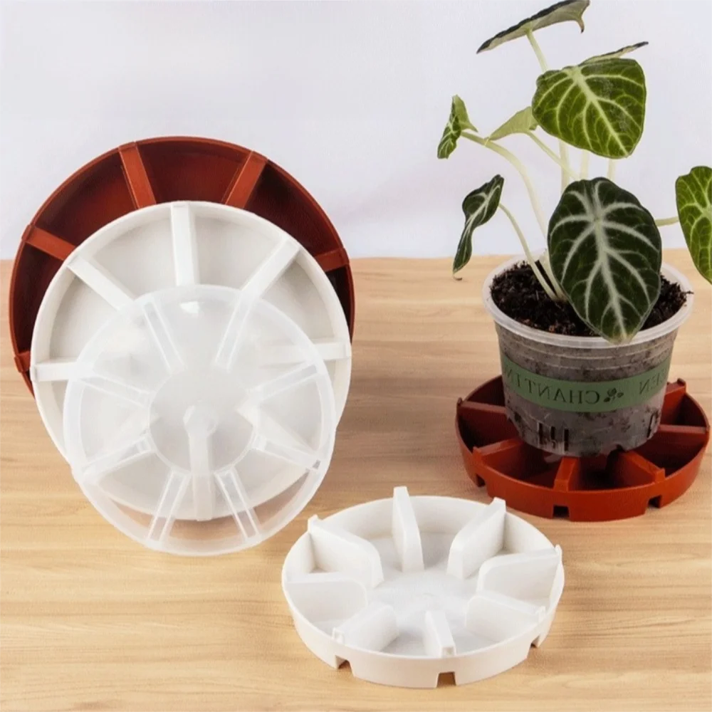 2Pcs Useful Plastic Flowerpot Tray Breathable Thickened Plant Pot Tray Round Anti Rotting Root Drip Tray Gardening