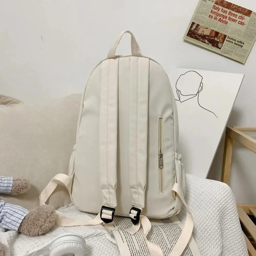 Durable Solid Color School Bag Fashion Nylon Large Capacity Bag Lightweight Casual Student Backpack Female