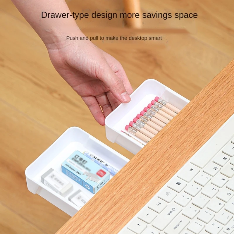 Convenient Desk Storage Under Desk Drawer Adhesive Sticky Hidden Self Multifunctional Storage Drawer Table for Home Desk School