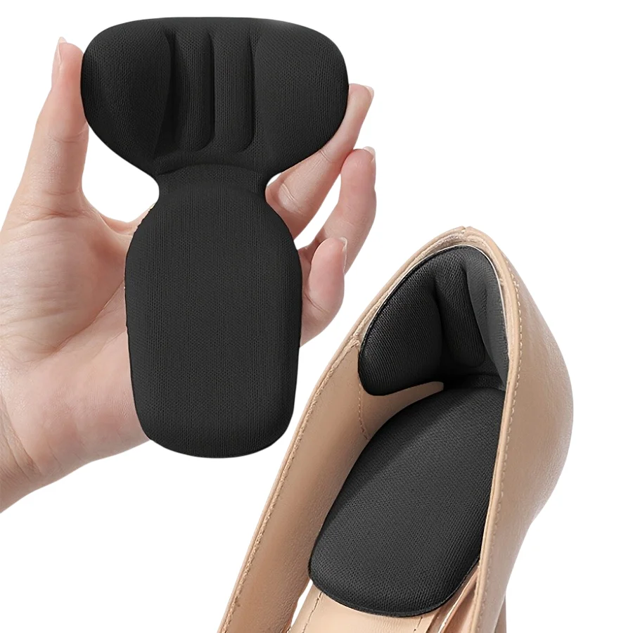 Wkładki do butów na obcasie w kształcie litery T 2w1, pogrubione antypoślizgowe podkładki na pięty z regulacją półrozmiaru, wkładki zapobiegające otarciom pięt.