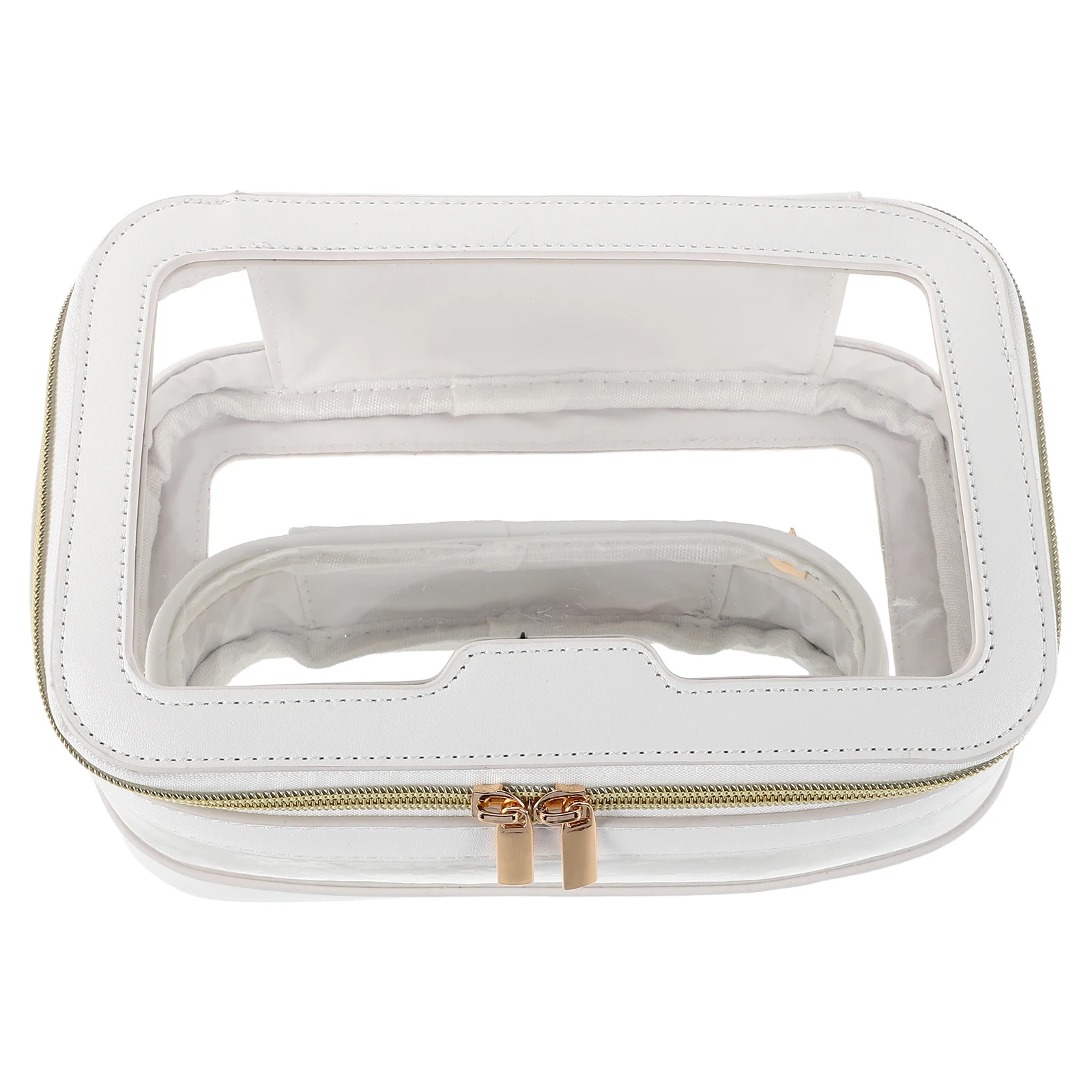 

1 Set Large Clear Waterproof Makeup Bag Travel Organizer Transparent Toiletry Case Detachable Dual Storage Portable