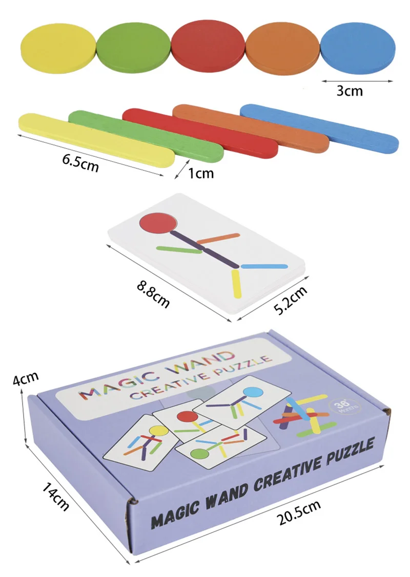 Kinder Montessori Feinmotorik Training Holz DIY Form Passenden Puzzle Pädagogisches Spielzeug Für Kinder Regenbogen Stick Denken Spiel – Detail 8