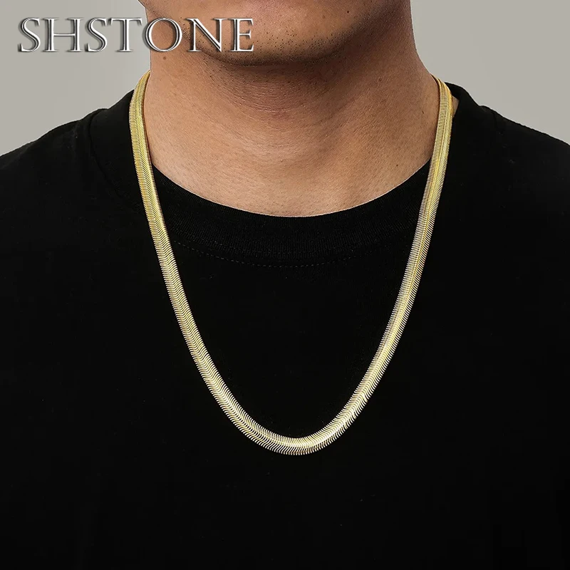 

Fashion 925 sterling silver plated 18K gold does not fade 6MM snake bone Necklaces for Men's Women wedding accessories Jewelry