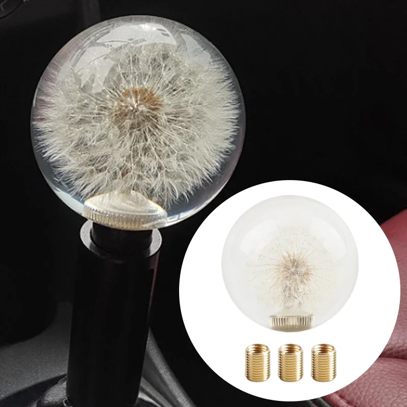 Creative Flower Car Shifter Head Shift Knob Stick 70MM Crystal Transparent Manual White Dandelion Gear Shift Knob