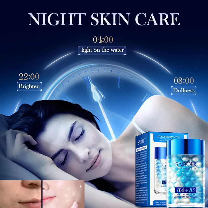 

Не стирается SADOER Hyaluronic Acid B5 Repair Маска для сна Увлажняющая маска, восстанавливает поврежденную кожу