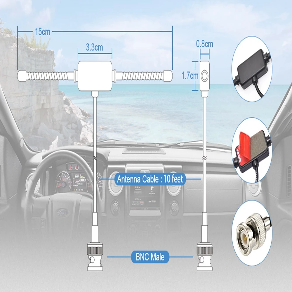 Superbat VHF UHF Car Truck Scanner Adhesive Mount Ham Amateur Radio BNC Male Dipole Antenna for Uniden Bearcat Whistler Radio