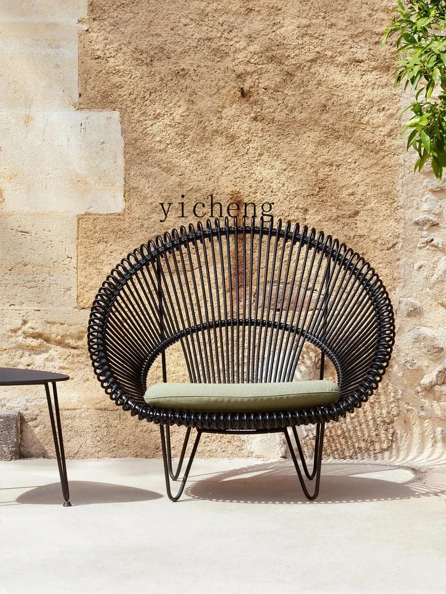 PP   Rattan Chair Courtyard Garden B & B Three-Piece Set Outdoor Tea Table Combination