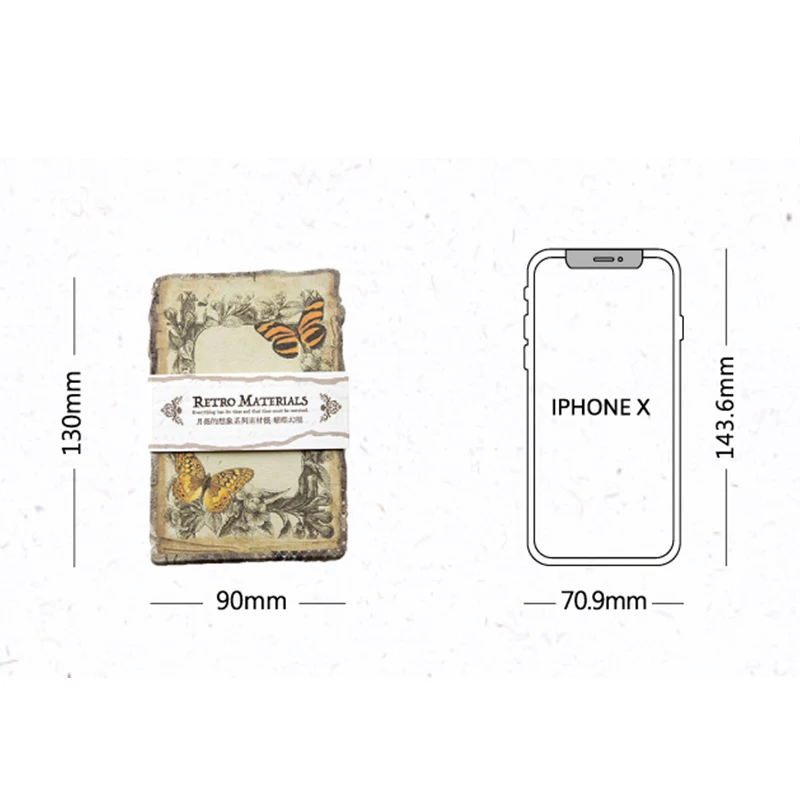 40Pcs Material Paper Moon Simple Retro Border pack Decoration Message Writing Handbooks Background Paper Scrapbook 13*9CM