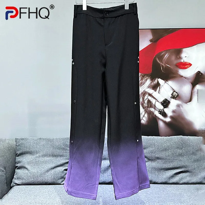 PFHQ Men's American Pants Summer Spray Painted Gradient Color Loose Straight Handsome Male Personality Popular Trousers 21Z4488