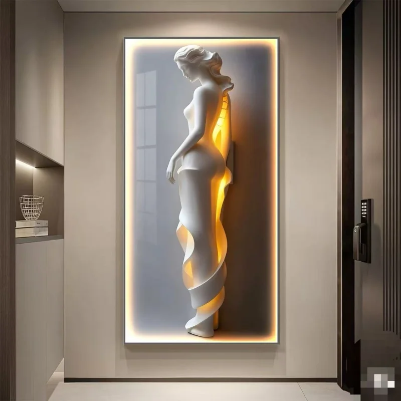 Modern Abstract Art Figures LED Wall Murals Lighted Decor for Entrance Hall Corridors Dining Rooms Living Spaces Hanging Paint