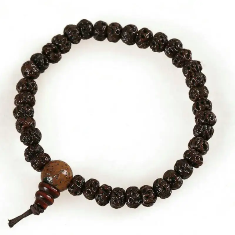 6mm rudraksha Beads Tibet Buddhist Prayer Bracelet Mala Wrap Bohemian Unique Eco-Friendly Wear Classic Bangle Men