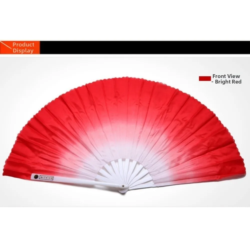 

32.5cm Chinese Short Bellydance Fan Plastic Stick with 10cm Half Circle Silk Veil Pairs Hand Dye Adults Fan