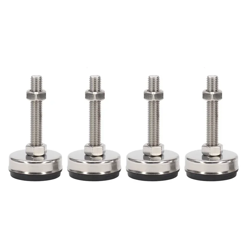 4Pcs Stainless Steel Dia 85mm Level Fixed Adjusting Feet with M16 Screw For Industry, Machinery Heavy Rubber Damping Pad