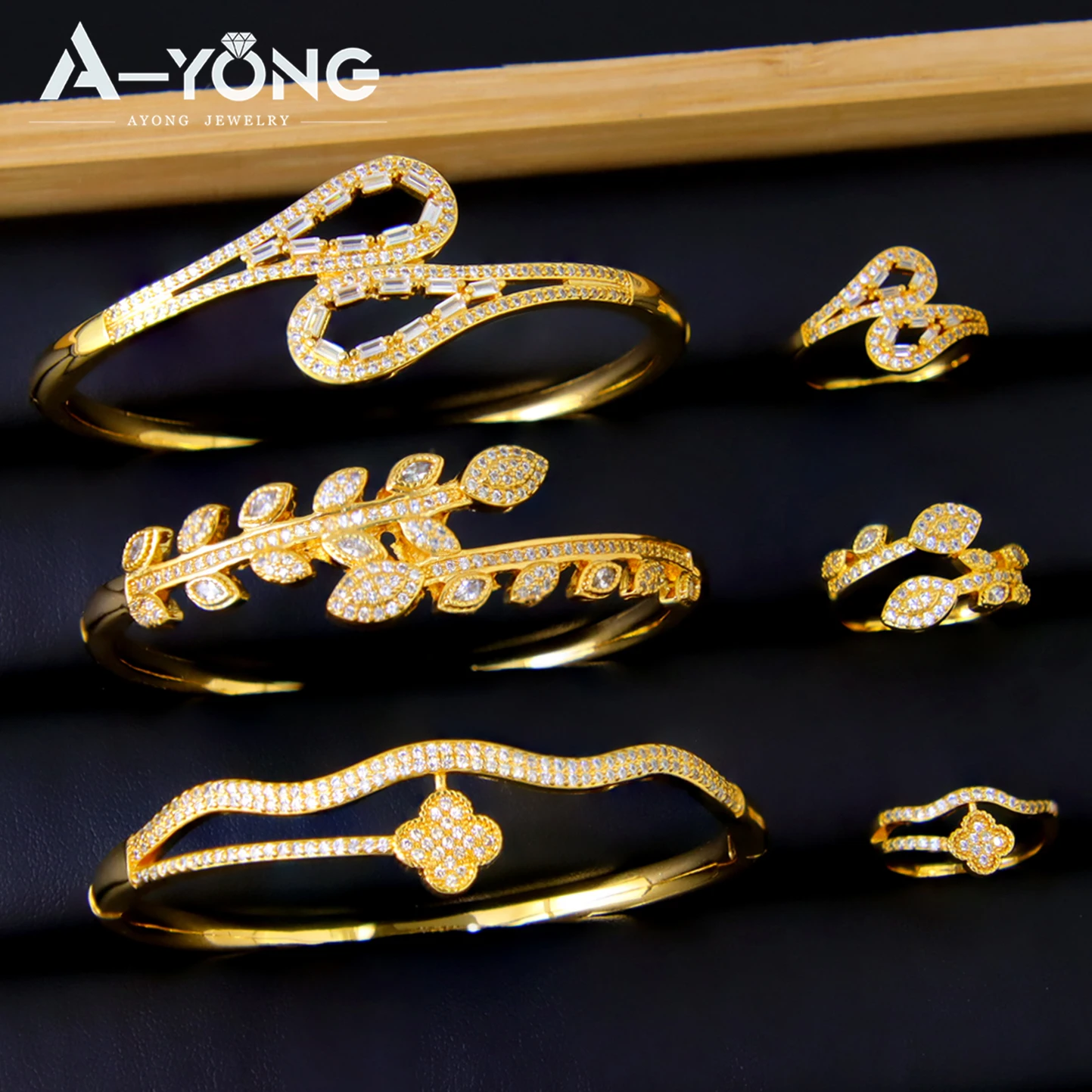 กำไลข้อมือเซอร์คอนเคลือบทอง21K ของเครื่องประดับทองคำสไตล์บราซิลสำหรับผู้หญิงหรูหรางานแต่งงานงานปาร์ตี้ของขวัญเครื่องประดับโบราณ