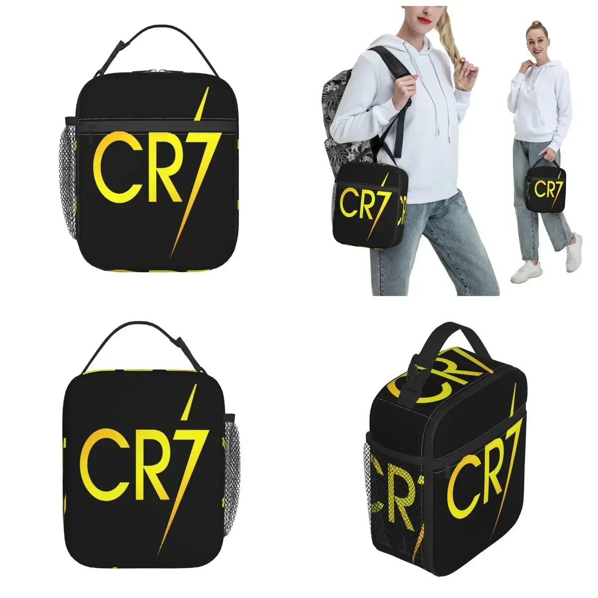 CR7 Football Ronaldo Piłka nożna Izolowana torba na drugie śniadanie Duży pojemnik na drugie śniadanie Torba termiczna Tote Lunch Box Szkolna torba