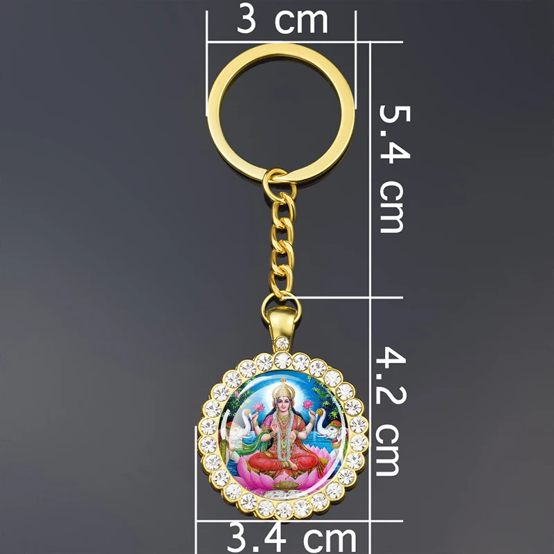 Shiva Nataraja Sleutelhanger Boeddhistische Sieraden Lakshmi Godin Rhinestone Hanger Hindoeïsme Amulet Sleutelhanger Gift