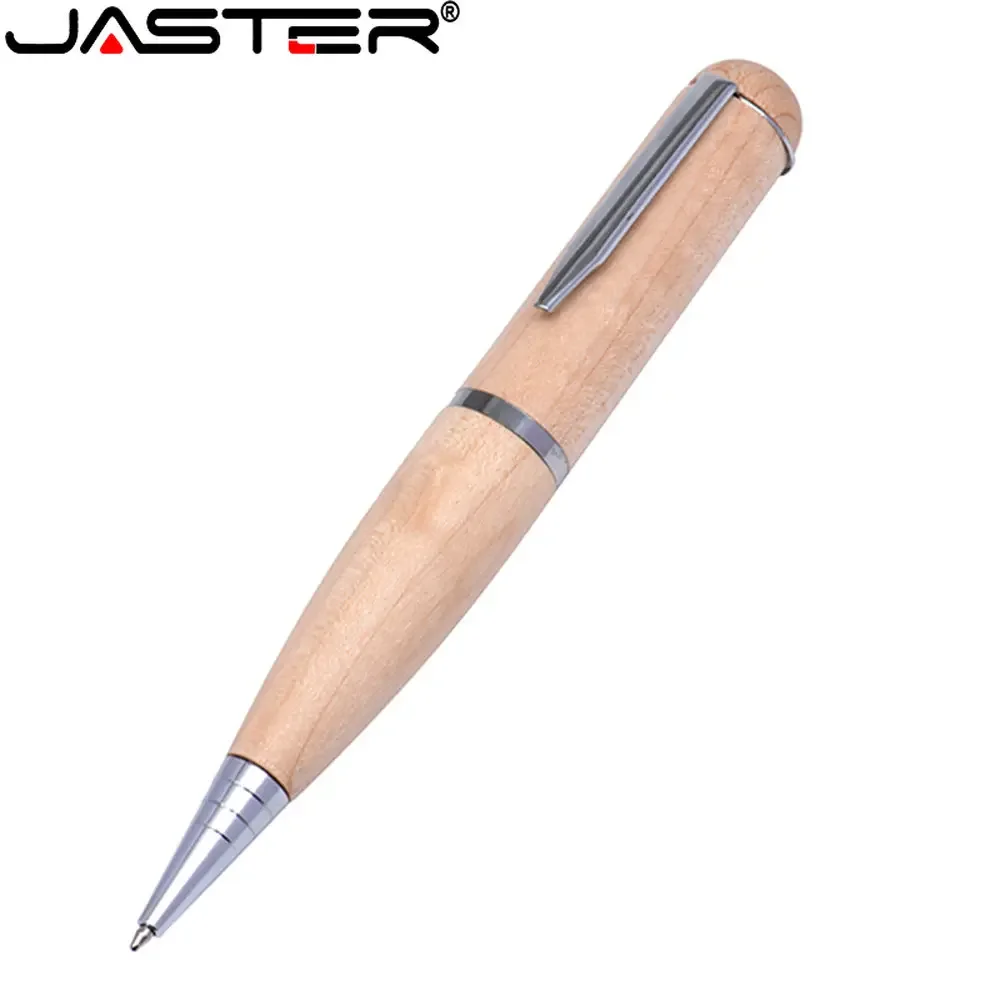 JASTER USB Flash Drives Maple Ballpoint Pen 64GB Wooden Box 32GB 16GB 8GB Pen Drive Teacher Gift Free Custom Logo Memory Stick